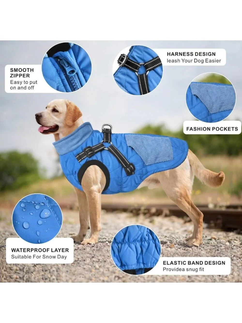 Cozy Waterproof Dog Jacket - Reflective Winter Coat for Small to Large Dogs